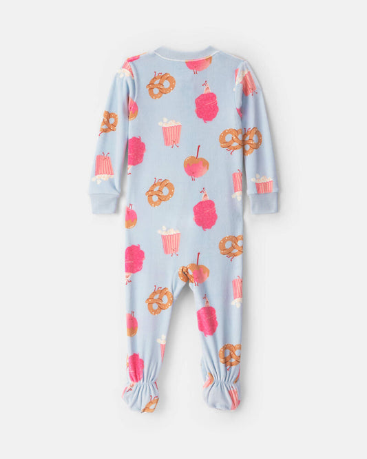Carter's Toddler Girl 1-Piece Festival Treats DreamPlush Snug Fit Footed Pyjama - Blue