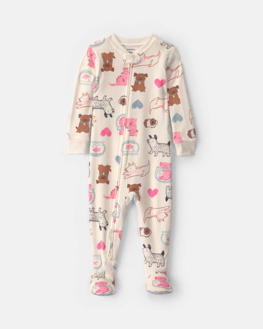 Carter's Toddler Girl 1-Piece Pets DreamPlush Snug Fit Pyjama - Cream