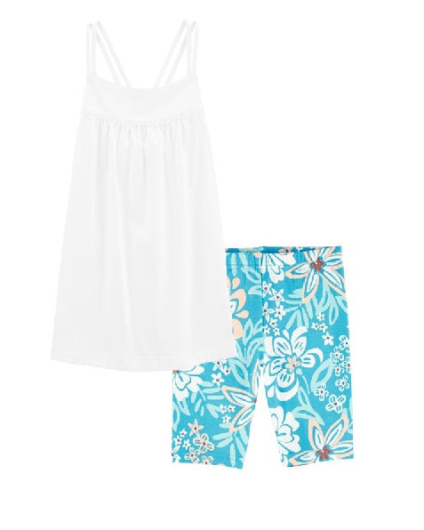 Carter's Toddler  Criss-Cross Tank with Floral Bike Shorts