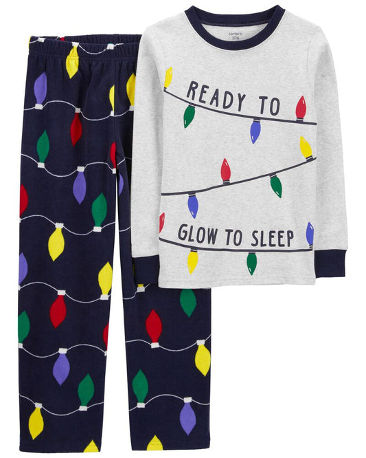 Carter's 2-Piece Christmas Lights Cotton Blend & Fleece Pyjamas