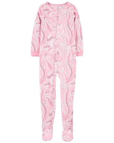 Carter's 1-Piece Fleece Pink Swirl Footed Pyjamas