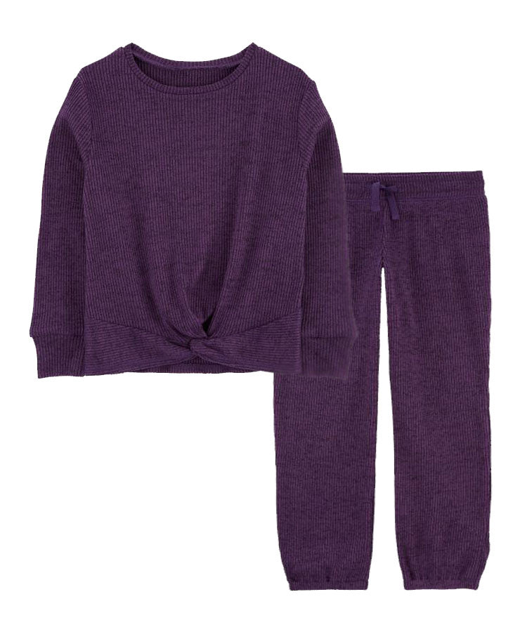 Carter's Twist-Tie Long-Sleeve Active Top with Pull-On Ribbed Joggers