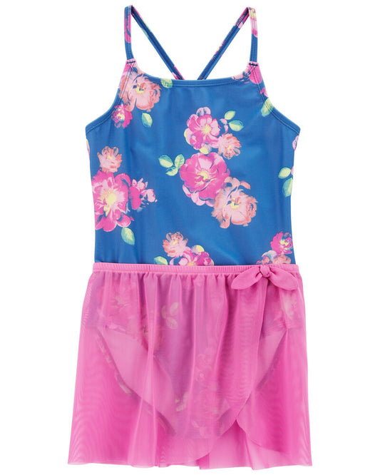 Carter's Kid Floral Print 1-Piece Swimsuit With Removable Skirt