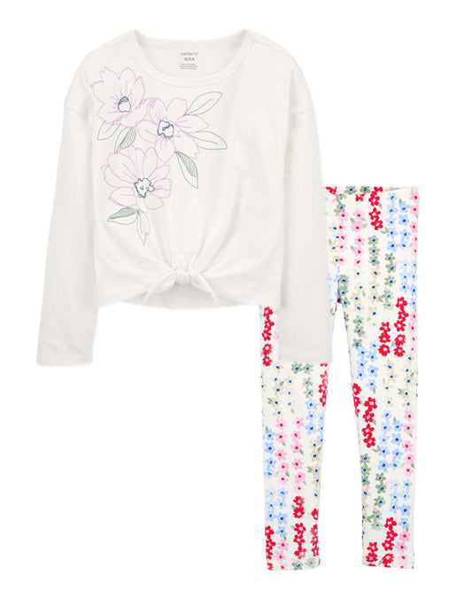 Carter's Floral Tie-Front Jersey Tee with Floral Leggings