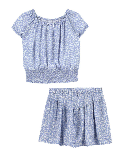 Oshkosh Kid LENZING™ ECOVERO™ Floral Print Smocked Top with Skort