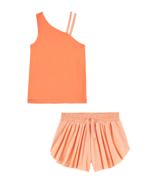 Carters Active Tank In BeCool Fabric with Floral Pull-On Flip Shorts