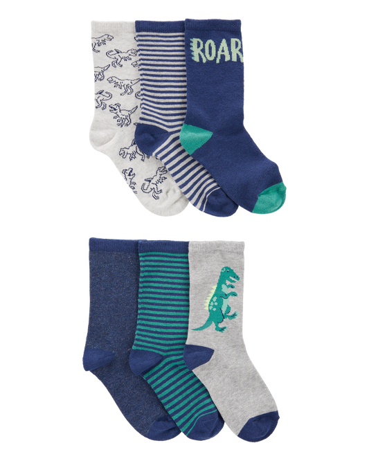 Carter's Kid 6-Pack Dinosaur Crew Socks