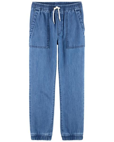 Oshkosh Kid Knit-Like Denim Drawstring Joggers