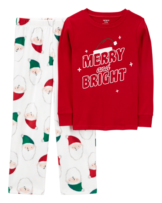 Carter's Kid 2-Piece Santa Fleece & Cotton Pajamas