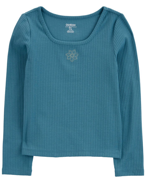 Oshkosh Kid Embroidered Ribbed Knit Top