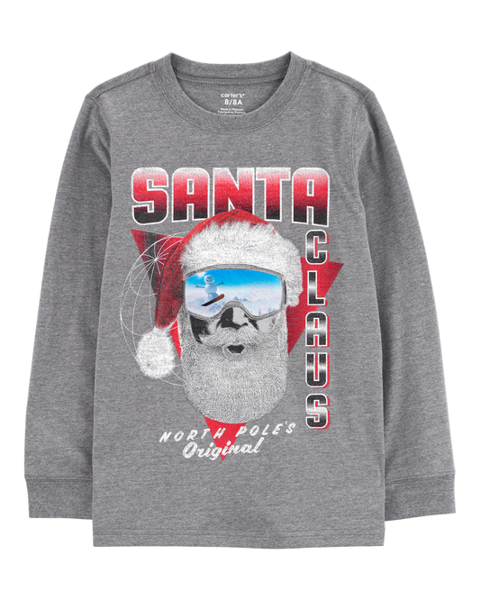 Carter's Kid Santa Dinosaur Graphic Tee