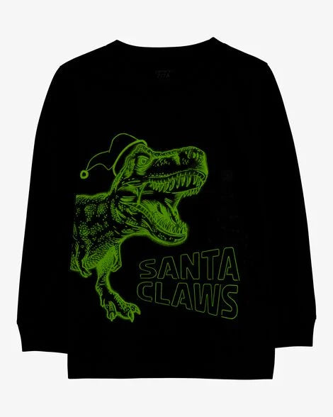 Carter's Kid Santa Claws Dinosaur Graphic Tee