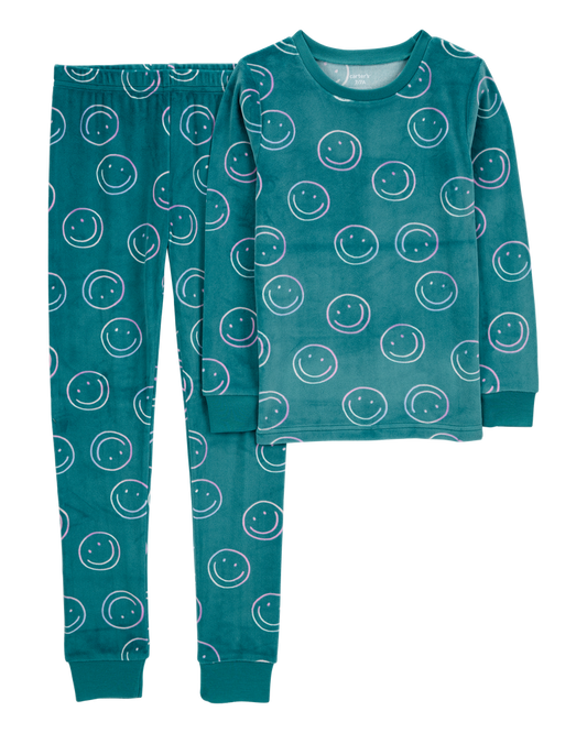 Carter's Kid 2-Piece Smiley Face Fuzzy Velboa Footie Pyjamas