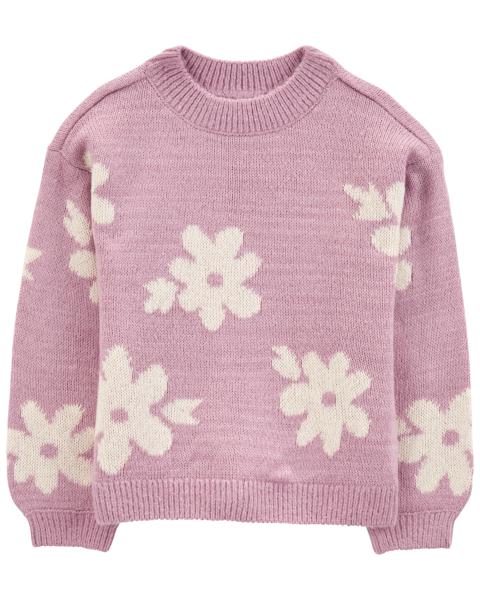 Carter's Kid Floral Mohair-Like Sweater with Metallic Leggings