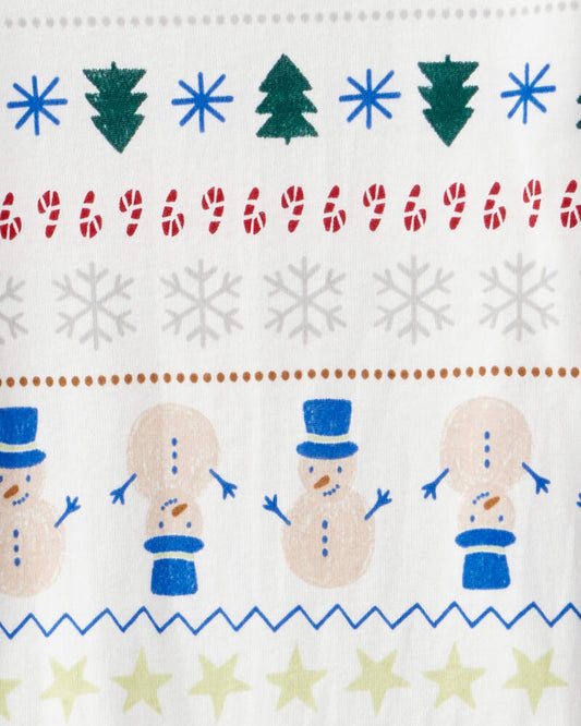 Carter's Kid Snowman Fair Isle 100% Cotton Long-Sleeve Snug Fit 2-Piece Pyjamas - White