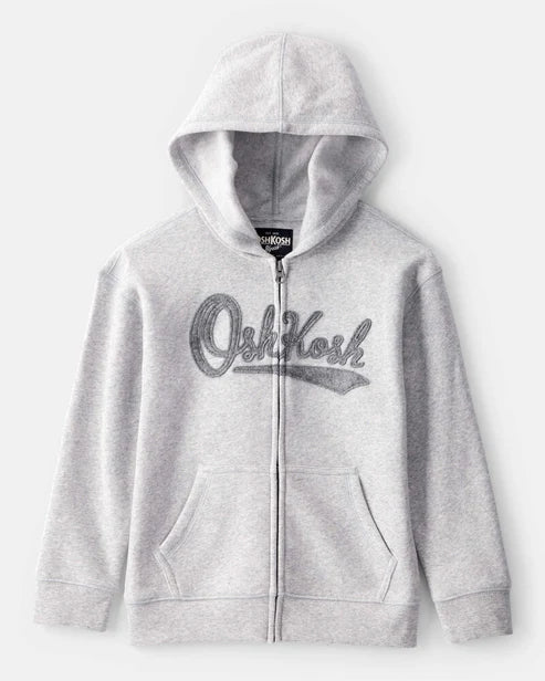 Oshkosh Kid OshKosh Logo Zip Jacket with Fleece Drawstring Joggers - Grey