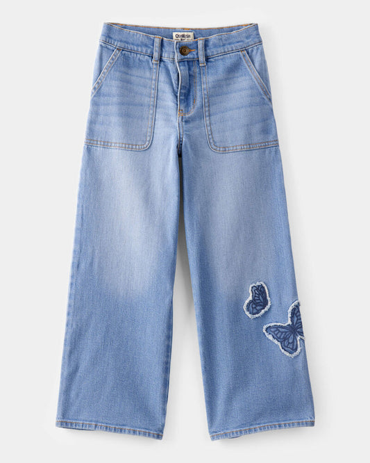 Oshkosh Kid Baggy Butterfly Embroidered Jeans - Ozone Wash