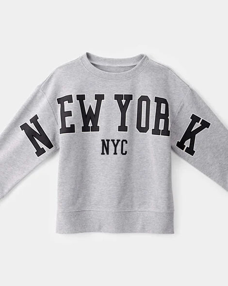 Carter's Boys NYC French Terry Pullover Sweatshirt - Grey