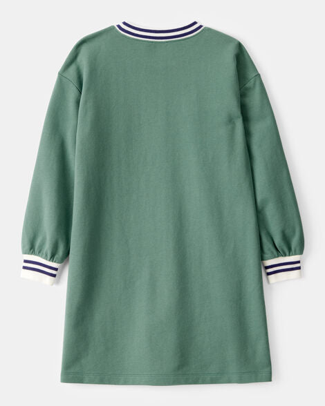 Carter's Kid Paris Long-Sleeve Cotton Dress - Green