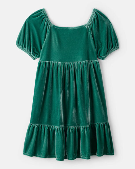 Carter's Girls Velvet Short-Sleeve Occasion Dress - Green
