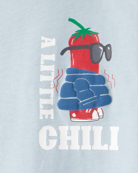 Carter's Boys Chili Pepper Print 100% Cotton Long-Sleeve Snug Fit 4-Piece Pajamas - Blue