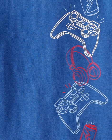 Carter's Boys Gaming Print 100% Cotton Long-Sleeve 4-Piece Pajamas - Blue
