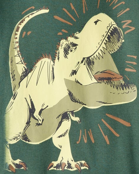 Carter's Boys Dinosaur Print 100% Cotton Long-Sleeve 4-Piece Pajamas - Green