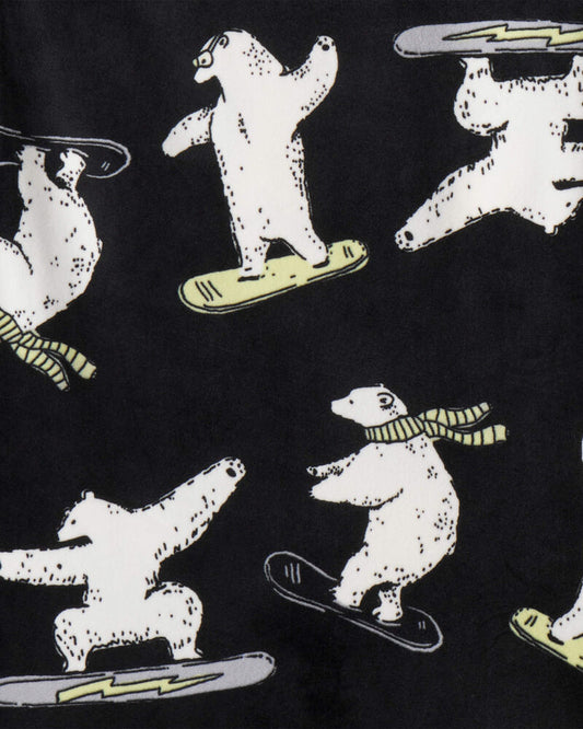 Carter's Boys Polar Bear Print DreamPlush Long-Sleeve Snug Fit 2-Piece Pajamas - Black