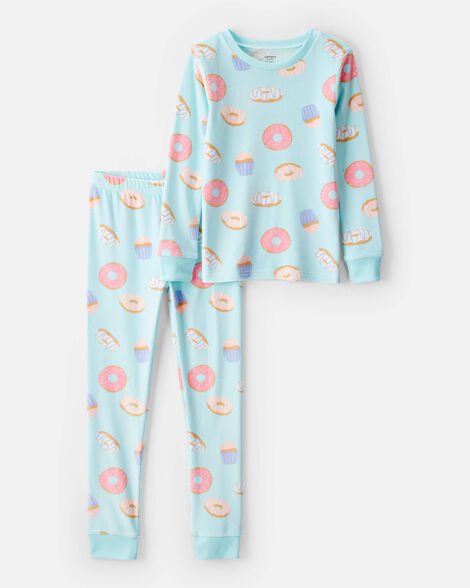 Carter's Girls Donut Print DreamPlush Long-Sleeve Snug Fit 2-Piece Pajamas - Blue