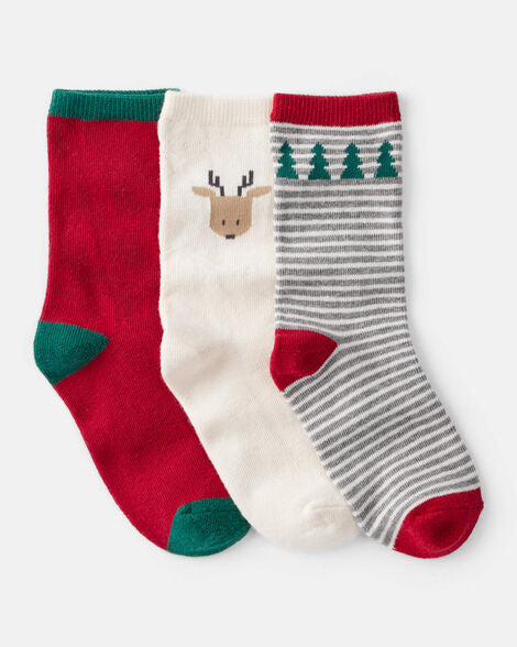 Carter's Boys 3-Pack Christmas Reindeer Crew Socks