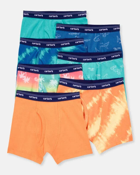 Carter's Boys 7-Pack Tropical Boxer Brief Underwear - Blue/Orange