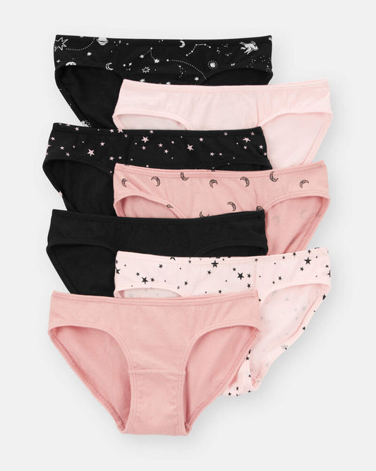 Carter's Girls 7-Pack Star Print Bikini Underwear - Black/Pink