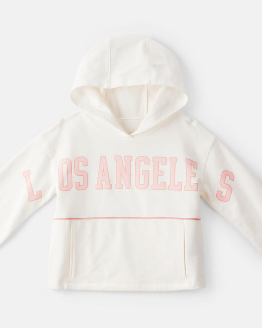 Carter's Girls Los Angeles Cotton Long-Sleeve Hoodie - Cream