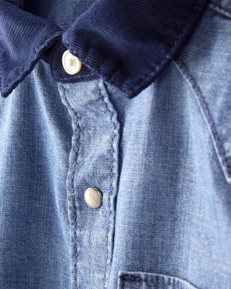 Oshkosh Boys Western Chambray Long-Sleeve Button-Down Shirt - Blue