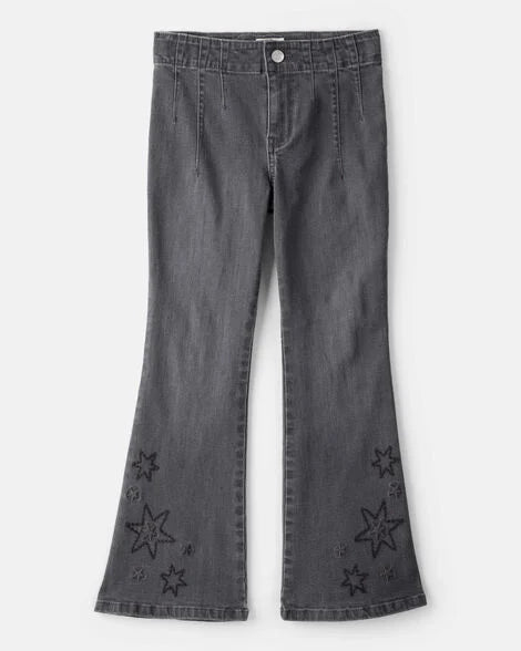 Oshkosh Girls Star Print Denim Bootcut Jeans - Black
