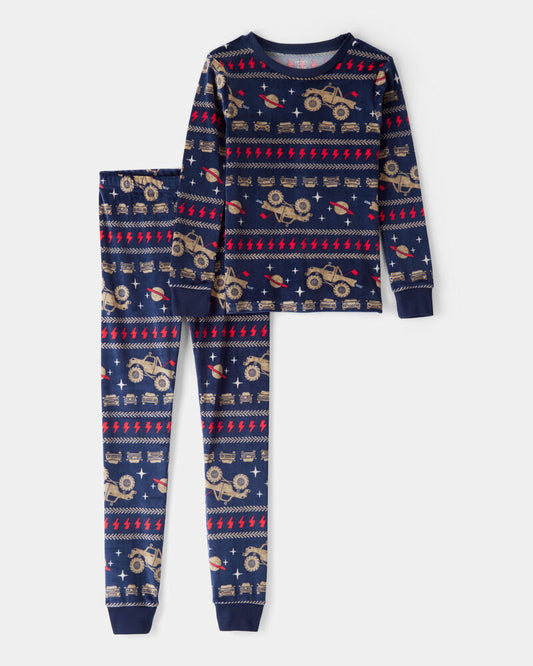 Carter's Boys Monster Truck DreamPlush Snug Fit 2-Piece Pajamas - Navy