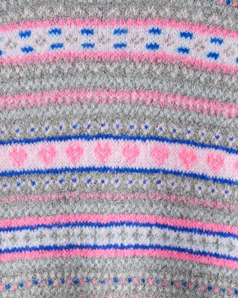 Carter's Girls Fairisle Sweater - Grey/Pink