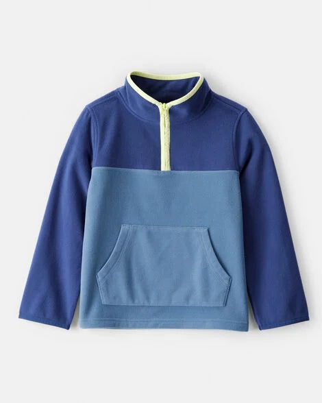 Oshkosh Boys Color Block Microfleece Quarter-Zip Pullover - Blue