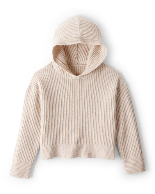 Oshkosh Girls Ribbed Sweater Knit Hoodie & Knit Pants Set - Beige