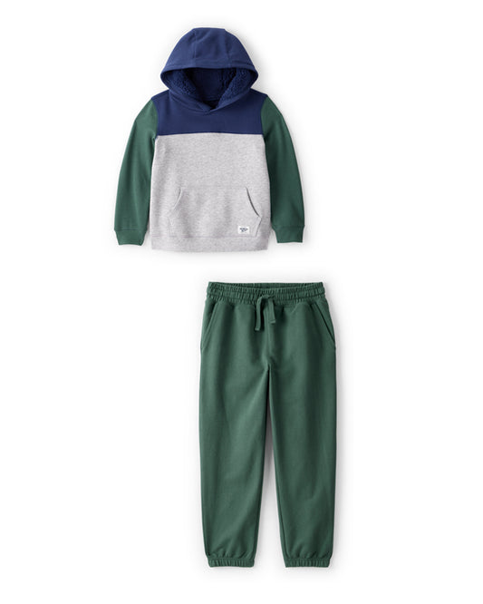 Oshkosh Boys DayDream Fleece Color Block Long-Sleeve Hoodie & Drawstring Joggers set