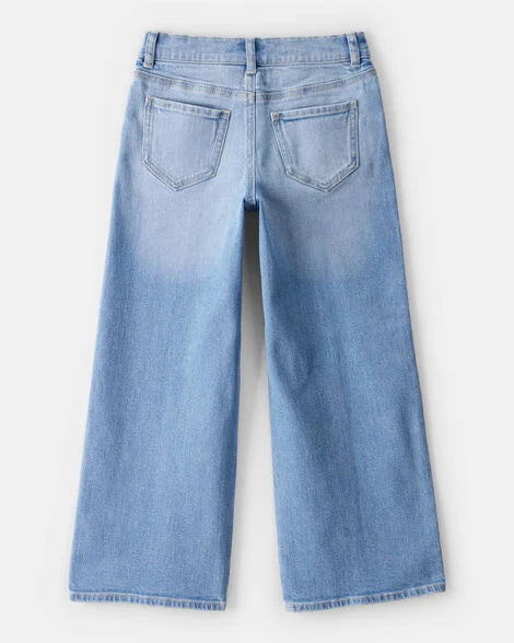Oshkosh Girls Denim Wide-Leg Jeans - Light Wash