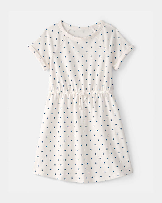 Carter's Girls Polka Dot French Terry Dress - White/Blue