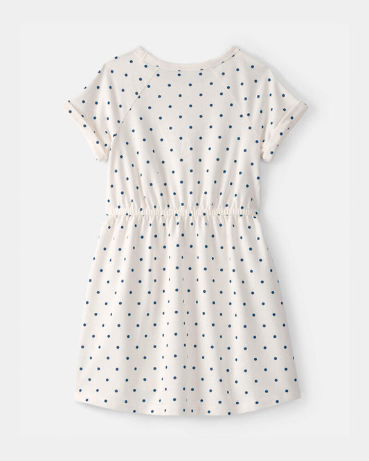 Carter's Girls Polka Dot French Terry Dress - White/Blue