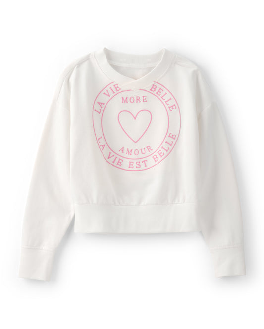 Carter's Girls 'More Amour' French Terry Pullover Sweatshirt with Wide-Leg Pants