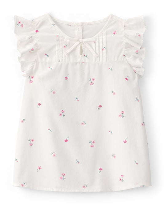 Oshkosh Girls Flutter-Sleeve Floral Top with Utility Shorts