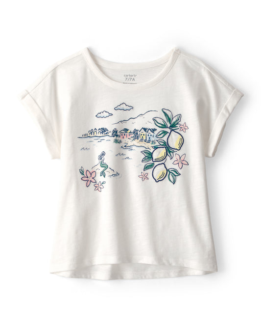 Carter's Girls Mermaid Landscape Top with Striped Skort