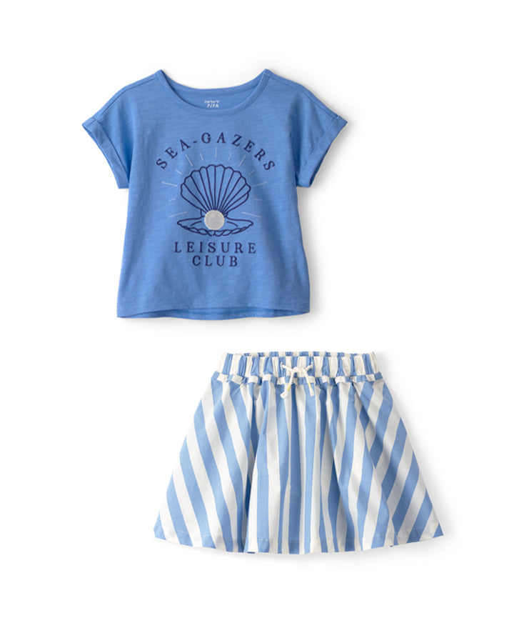 Carter's Girls Seashell Top with Striped Skort