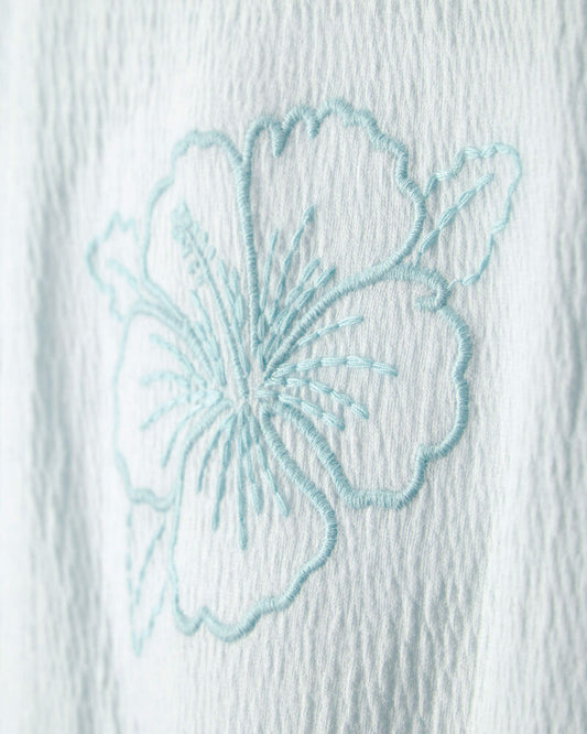 Carter's Girls Embroidered Flower Crinkle Top - Blue