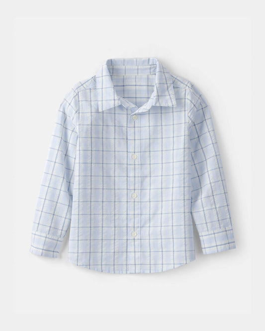Carter's Boys Plaid Button-Down Shirt - Blue