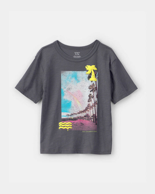 Carter's Boys Beachside Palm Tree Graphic Tee - Grey